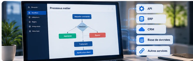 Illustration d’un processus métier avec étapes connectées